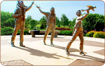 Bronze Statues with Clay Memory Bricks Surrounding
