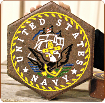 engraved brick hexagon with colored epoxy