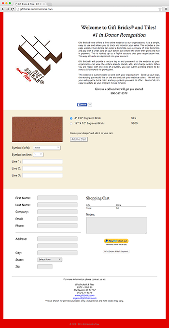 Sample Website at giftbricks.donationbricks.com